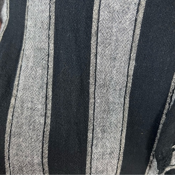 Rails Ariel Faux Wrap Dress Black‎ Silver Thompson Stripe Linen Blend Size Small - Picture 7 of 15